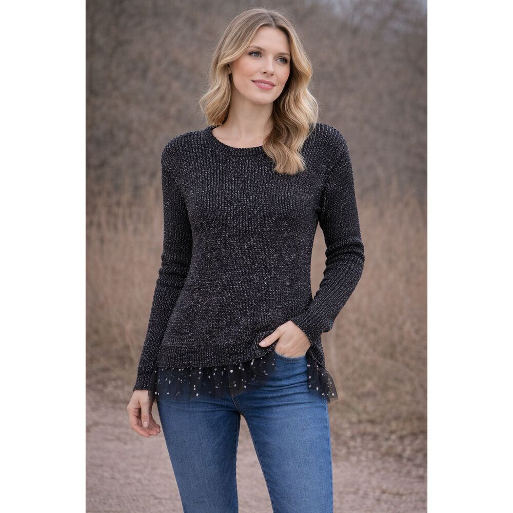 Pink Republic Long Sleeve Top Black Silver S